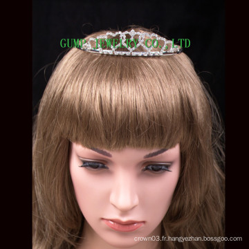 Design de coeur mini strass tiara couronne en cristal d&#39;argent